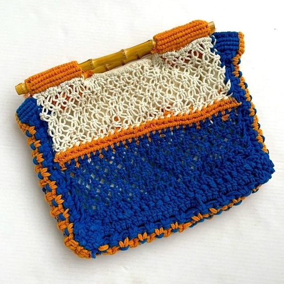 Anthropologie Handbags - Crocheted Oversized Clutch Great Large Bamboo